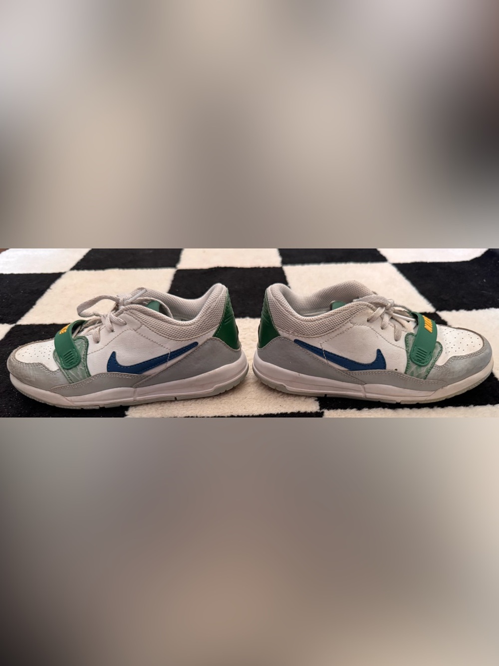 Nike Jordan Kids Sneakers in White, Blue, and Green